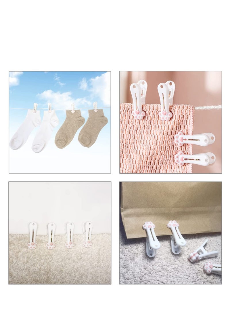 Plastic Clothespins Laundry Clothes Pins Traceless Clothes Pegs Bag Clips Food Package Clip with Lovely Cat Claw Pattern for Hanging Clothes Traceless Clothes Pegs Snack Bags Clips 24 Pack - Image 3