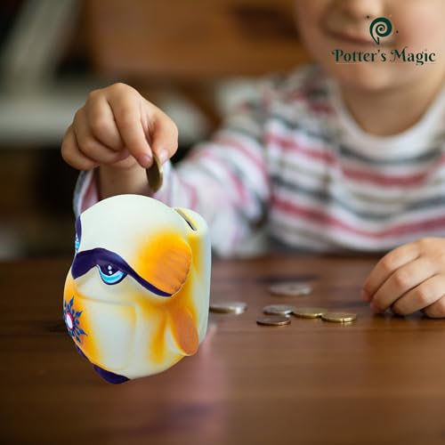 Potter's Magic Piggy Bank with Lock | Ceramic (Without Glaze) Lucky Scholar Owl Money Bank for Kids Savings | Gulak/Undiyal/Coin Box for Girls & Boys - Image 5