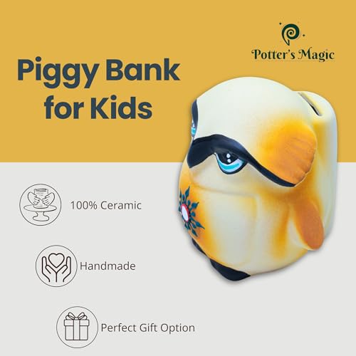 Potter's Magic Piggy Bank with Lock | Ceramic (Without Glaze) Lucky Scholar Owl Money Bank for Kids Savings | Gulak/Undiyal/Coin Box for Girls & Boys - Image 2
