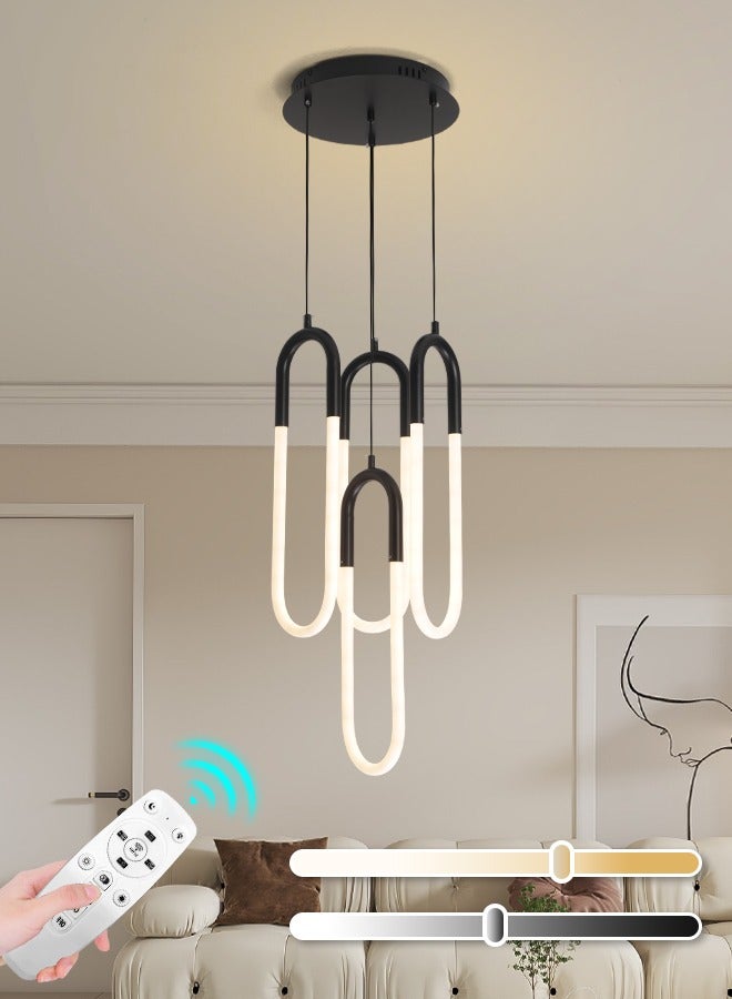 YATAI LIGHTING Black Oval Pendant Light, Adjustable Height and Dimmable LED 3000K-6000K with Remote Control, Modern Hanging Light for Dining Room, Bedroom, and Kitchen Island,64W - Image 1