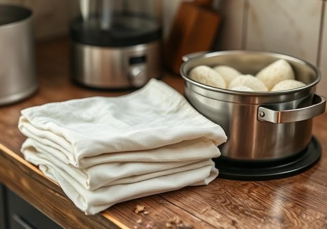 WUD 6 Idli cloths for Steaming idlis, momos, dumplings, rice. size 17 x 19 inch, Material - Unbleached Cotton, Hemmed Edges - Image 3