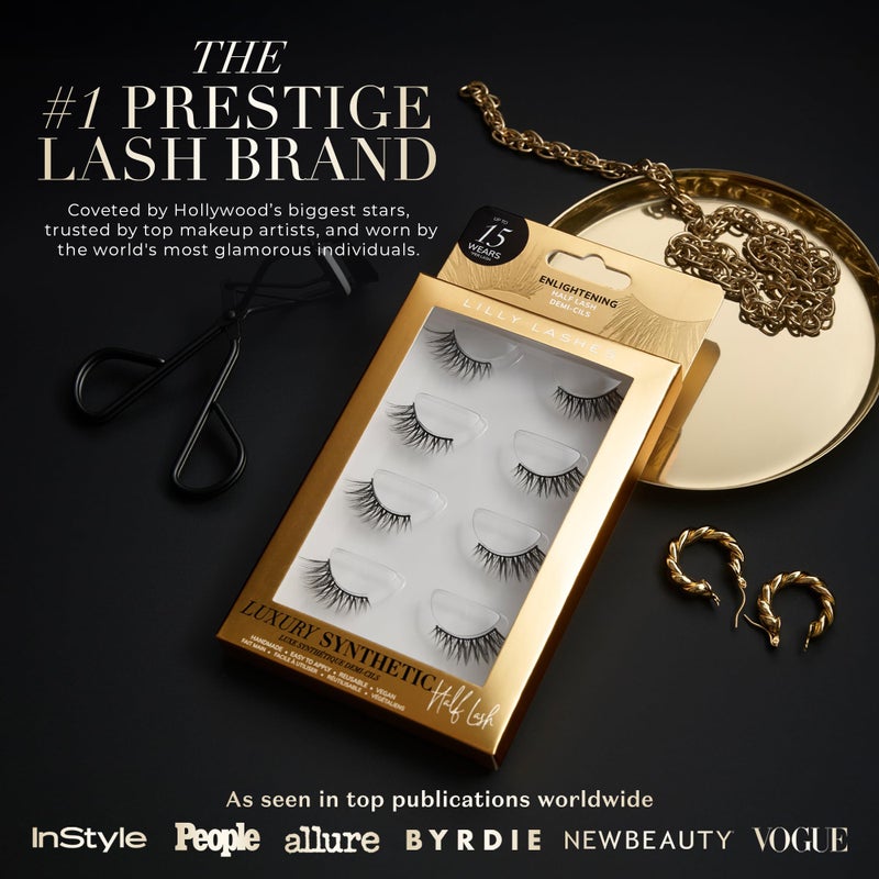 Lilly Lashes Luxury Synthetic Half Lashes (Pack of 4), False Eyelashes, Natural Looking Wispy Lash Strips, Multi-Pack Reusable Up To 15x, Eyelash Glue not Included (Enlightening) - Image 5