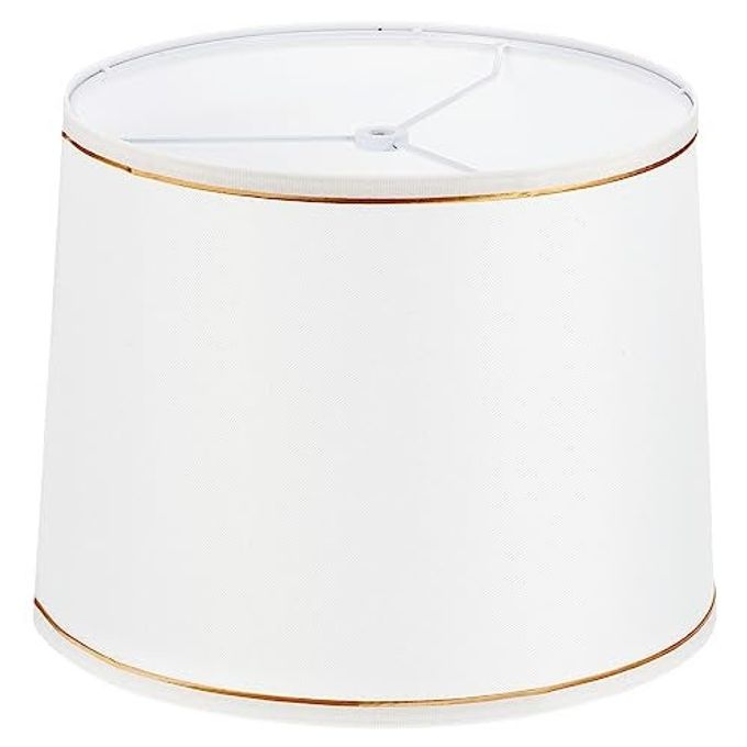 PATIKIL Lamp Shades For Table Lamps 11.4" Top X 12.6" Bottom X 9.8" High Drum Lamp Shades For Floor Lamps Medium Linen Lampshade Easy Assembly For Lamp Replacement, White - Image 1
