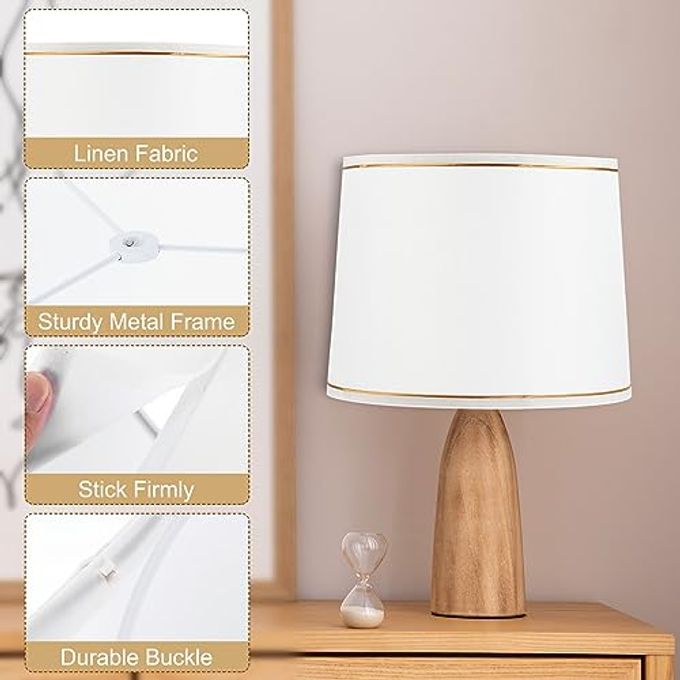 PATIKIL Lamp Shades For Table Lamps 11.4" Top X 12.6" Bottom X 9.8" High Drum Lamp Shades For Floor Lamps Medium Linen Lampshade Easy Assembly For Lamp Replacement, White - Image 3