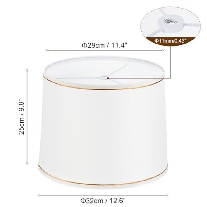 PATIKIL Lamp Shades For Table Lamps 11.4" Top X 12.6" Bottom X 9.8" High Drum Lamp Shades For Floor Lamps Medium Linen Lampshade Easy Assembly For Lamp Replacement, White - Image 2