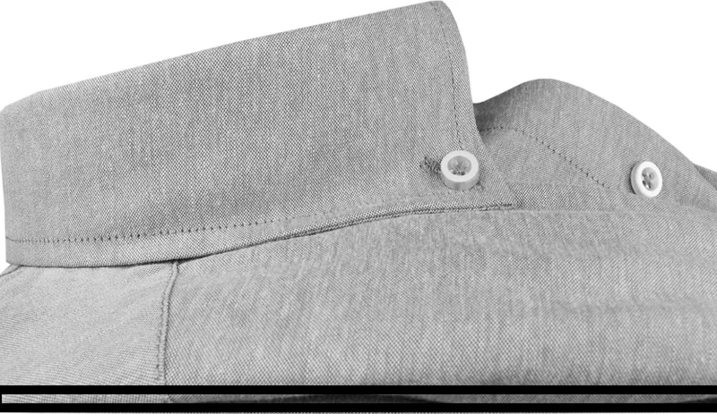 فاريتا Men's Gray Short Sleeved Classic Cut Collar Buttoned Cotton Satin Shirt