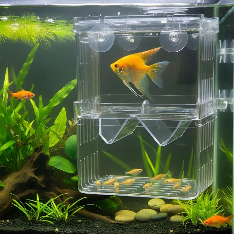 VAYINATO Aquarium Guppy Double Deck Breeding Box with Suction Cups – Large 13x10x7cm | Transparent Isolation & Breeding Tank for Fish, Fry & Betta | Sturdy, Safe & Easy to Use - Image 1