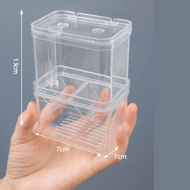 VAYINATO Aquarium Guppy Double Deck Breeding Box with Suction Cups – Large 13x10x7cm | Transparent Isolation & Breeding Tank for Fish, Fry & Betta | Sturdy, Safe & Easy to Use - Image 4