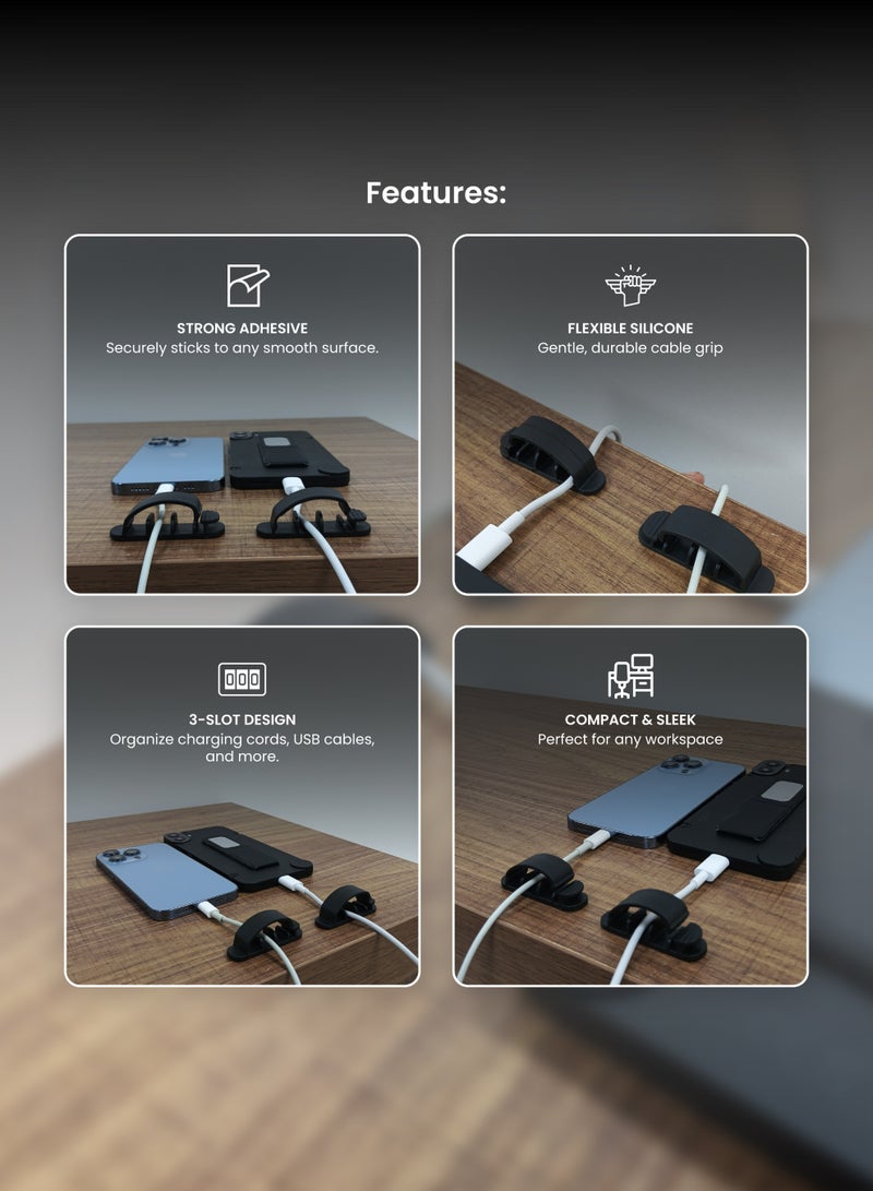 هاي-تيك حامل ومنظم الكابلات، حل إدارة الكابلات للمنزل والمكتب، حامل أسلاك متين وقابل لإعادة الاستخدام - Image 3
