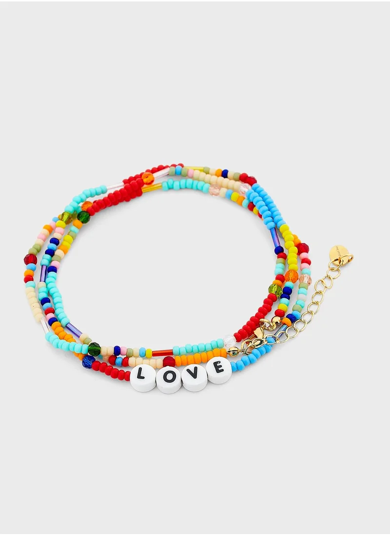 Fashionbox Tina Multicolor Love Beaded Wrap Bracelet