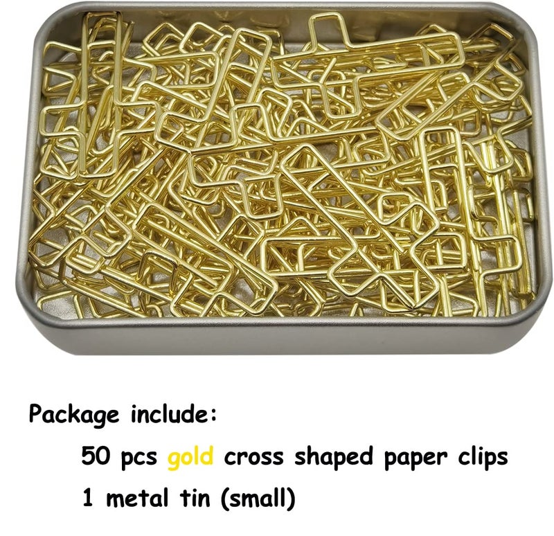 HiQin 50 PCS Gold Cross Paper Clips Bible Bookmark Clips, Bible Study Supplies Accessories for Women Mother - Image 2