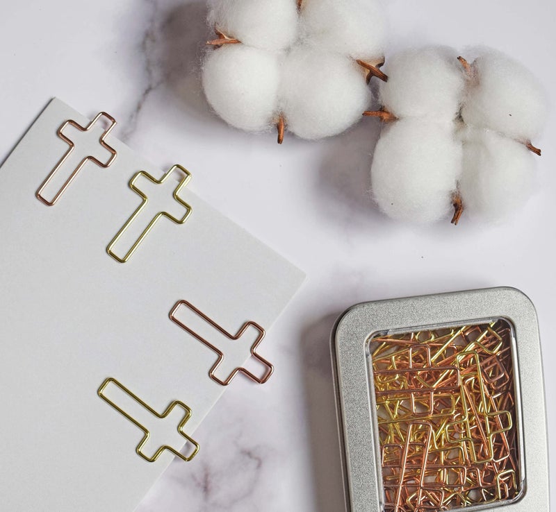 HiQin 50 PCS Gold Cross Paper Clips Bible Bookmark Clips, Bible Study Supplies Accessories for Women Mother - Image 4