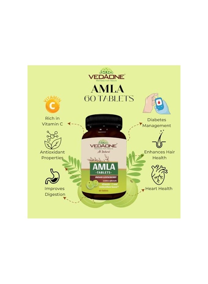 VedaOne Amla Indian Gooseberry Tablets, Natural Vitamin C and Antioxidant Supplement, 60 Count - Image 3