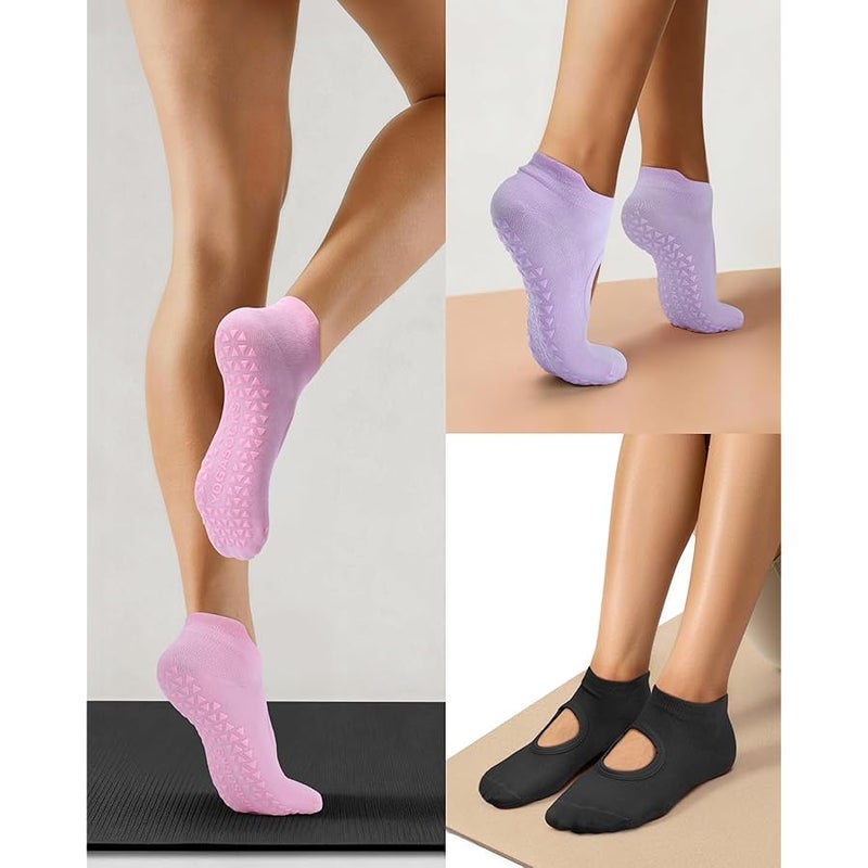 ALLIVE Pilates Socks for Women, Bamboo Fiber Breathable Non Slip Grip Yoga & Barre Dance Gym Workout Socks, Studio & Home Use - Image 2