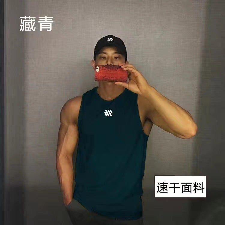 Sports Vest Mens Summer Mesh Ice Silk Quick-drying Fitness Top Waistcoat Basketball Running Loose Sleeveless T-shirt vest white  - Image 2