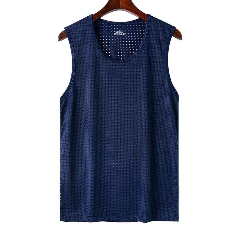 Sports Vest Mens Summer Mesh Ice Silk Quick-drying Fitness Top Waistcoat Basketball Running Loose Sleeveless T-shirt vest white  - Image 3