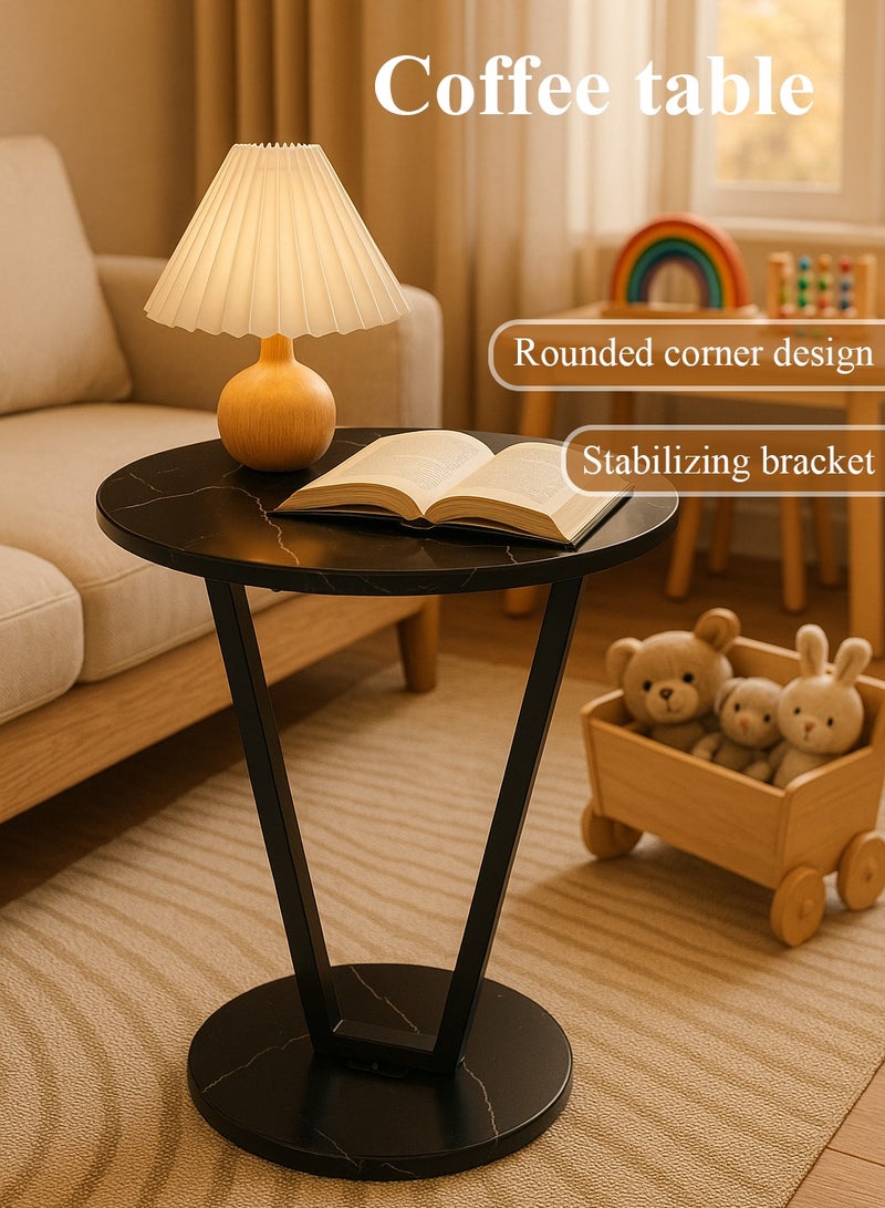 X spring Black Coffee Table Simple Modern Round Service End Table Storage Small Bedside Sofa Table White For Home Living Room - Image 1