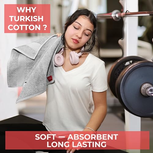 TEXTILOM 100% Turkish Cotton 6 Pcs Luxury Bath Towels, Soft & Absorbent Bathroom Towels Set (2 Bath Towel, 2 Hand Towel, 2 Washcloths)- Light Grey - Image 4