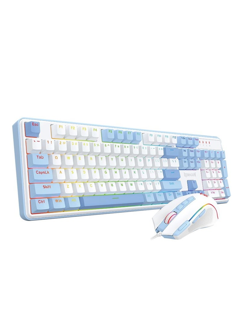 REDRAGON Mechanical Wired Gaming Keyboard and Mouse Combo S139 ,Full-size Mechanical Keyboard 104 Keys, RGB Backlight hot-Swappable and Dust-proof , Programmable Wired Gaming Mouse 8-Button Mouse, USB Wired, Anti-Ghosting ,Red Switch