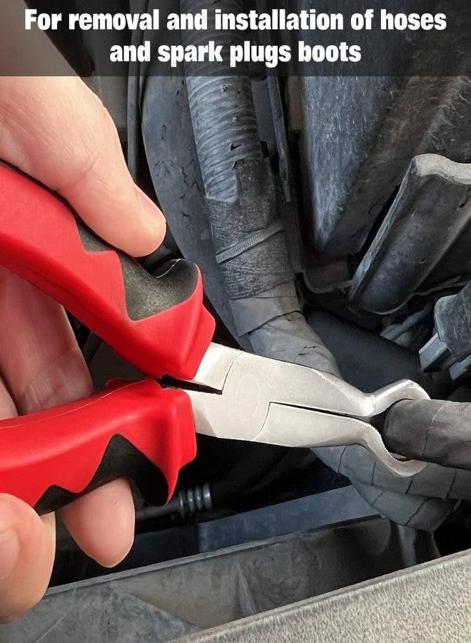 كماشة LEONTOOL 8 بوصة لمسكة الخرطوم - إزالة غطاء شمعة الإشعال المائل بفكين مسننين - حلقة أنف دائرية على شكل حرف O لإزالة حلقة الخرطوم ومشبك الكابل - أداة صيانة السيارات - Image 2