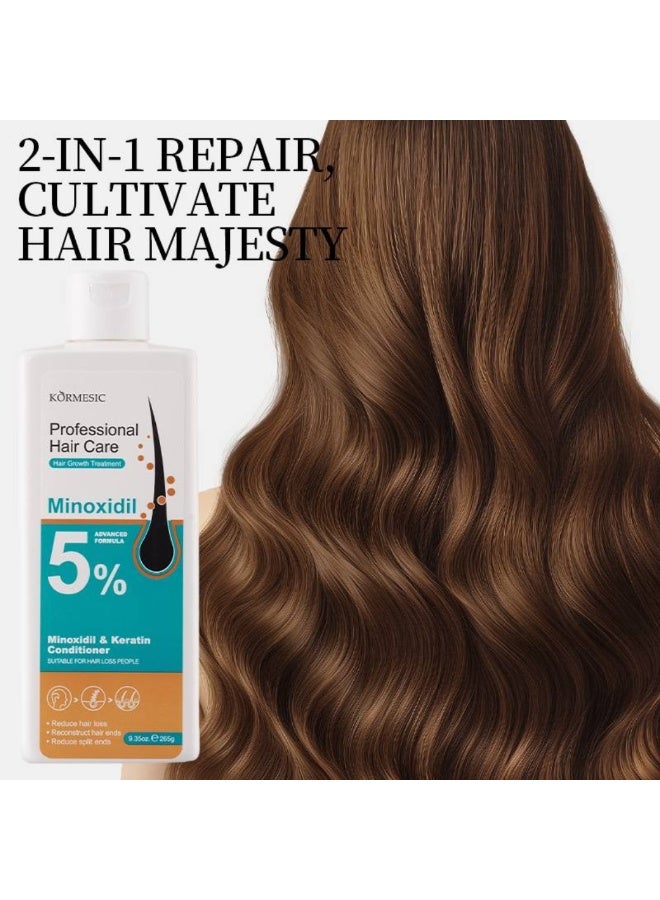 Kormesic بلسم العناية بالشعر الاحترافي 5% مينوكسيديل وكيراتين 265غ علاج نمو الشعر مع مينوكسيديل 5% لتقوية الشعر وتعزيز نمو الشعر وتقليل تساقط الشعر للنساء والرجال - Image 2
