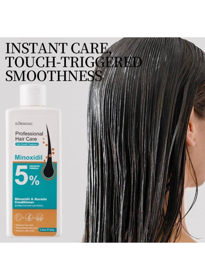 Kormesic بلسم العناية بالشعر الاحترافي 5% مينوكسيديل وكيراتين 265غ علاج نمو الشعر مع مينوكسيديل 5% لتقوية الشعر وتعزيز نمو الشعر وتقليل تساقط الشعر للنساء والرجال - Image 3