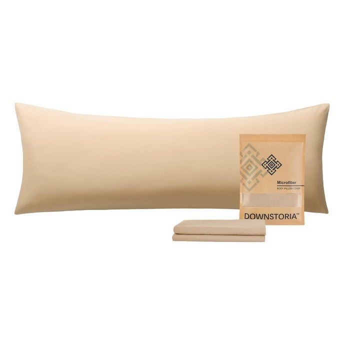 BODY PILLOW COVER ULTRA SOFT MICROFIBER LONG PILLOWCASE ENVELOPE CLOSURE LARGE PILLOW CASES 20X54 INCH BEIGE