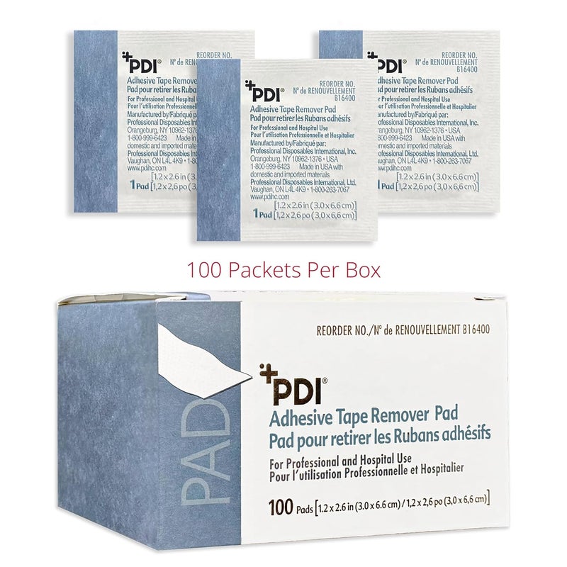 PDI Healthcare B16400 Adhesive Tape Remover Pad, 1.2" Width, 2.6" Length (Pack of 100) - Image 4