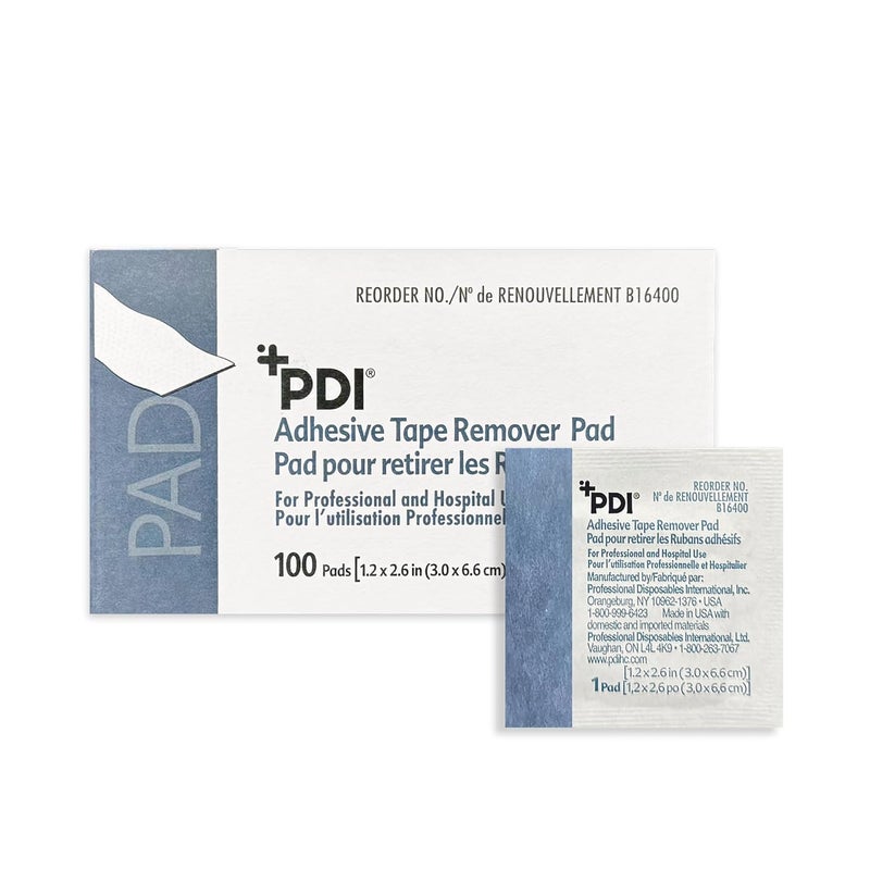PDI Healthcare B16400 Adhesive Tape Remover Pad, 1.2" Width, 2.6" Length (Pack of 100) - Image 1