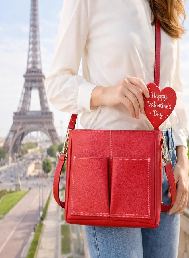 IMARS Premium Vegan Leather Multi-Strap Sling Bag | Compact Crossbody with Dual Detachable Straps - Red - Image 2