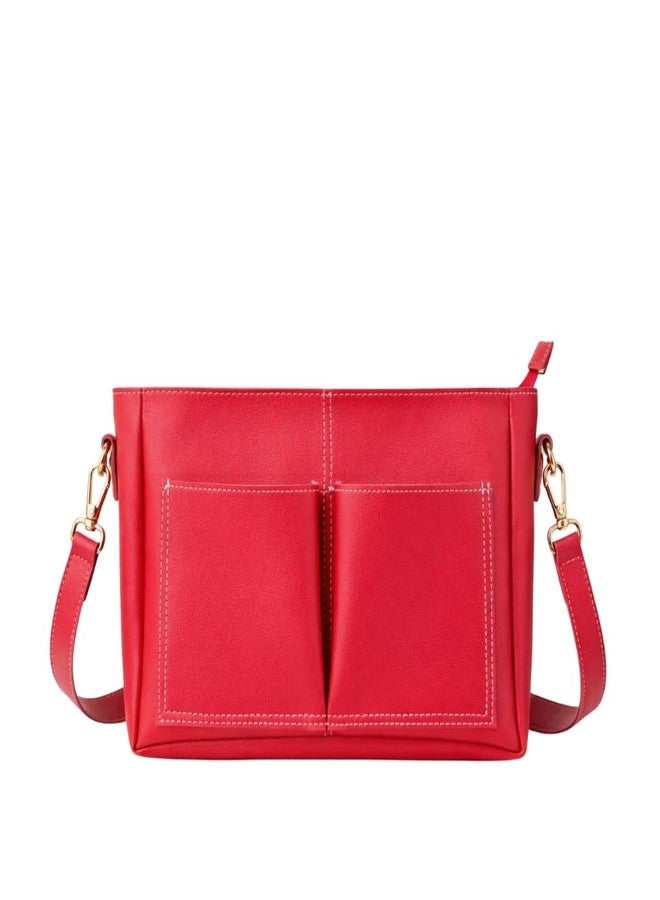 IMARS Premium Vegan Leather Multi-Strap Sling Bag | Compact Crossbody with Dual Detachable Straps - Red - Image 1