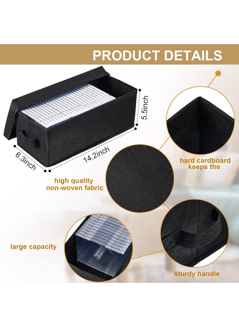 Moukeren Moukeren 6 Pcs DVD Storage Box with Lids and Handles132 x 59 x 53 Inch Cd Storage Box Nonwoven Fabric Vinyl Record Holder CD Case Container Holds 165 DiscsBlack  - Image 2