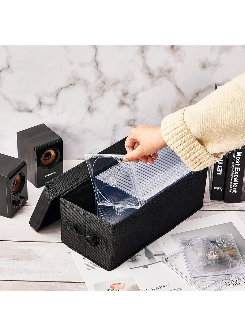 Moukeren Moukeren 6 Pcs DVD Storage Box with Lids and Handles132 x 59 x 53 Inch Cd Storage Box Nonwoven Fabric Vinyl Record Holder CD Case Container Holds 165 DiscsBlack  - Image 4