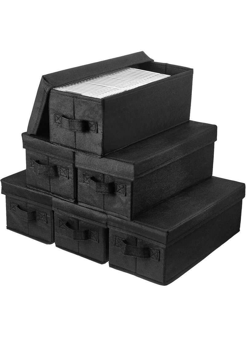 Moukeren Moukeren 6 Pcs DVD Storage Box with Lids and Handles132 x 59 x 53 Inch Cd Storage Box Nonwoven Fabric Vinyl Record Holder CD Case Container Holds 165 DiscsBlack  - Image 1