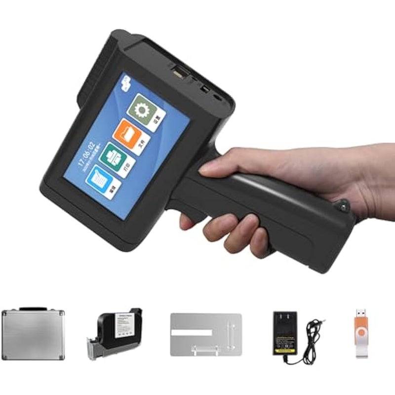 أنكوفو Portable Handheld Inkjet Printer with 4.3 Inch LED Touch Screen with Original Fast-Drying Ink for Text QRCode/Barcode/Batch Number/Label/Image/Date Printer，0.09-0.5 inch - Image 1