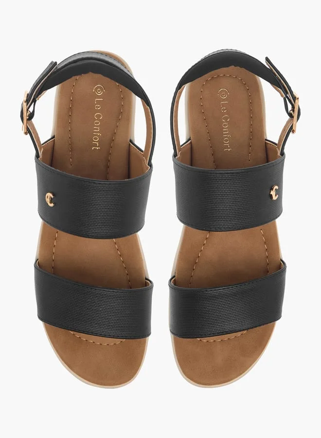 لو كونفورت صنادل نسائية بحزام متقاطع مزخرف وإبزيم