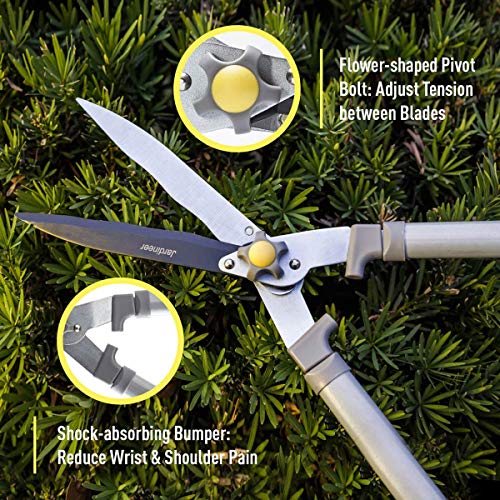 Jardineer 2Pcs Professional Hedge Clippers, 23.6'' Heavy Duty Hedge Shears & 8.3'' Cut Easy Hand Pruners, Manual Bush Trimmers with Sharp Blades Ergonomic Handle - Image 5