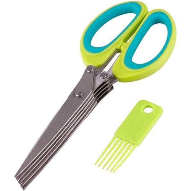 TARTAMYA TARTAMYA 5Layer Herb Scissors Stainless Steel Kitchen Scissors with Cleaning Brush MultiBlade Spice Cutter  - Image 1