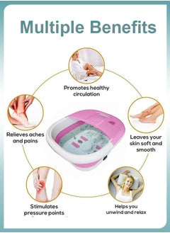 DBLEW Foldable Electric Foot Spa Machine With Heating Bubbles Shiatsu Massager Rollers Mini Feet Bath Tub Basin Pedicure Bucket For Relieving Fatigue And Body Stress  - Image 3