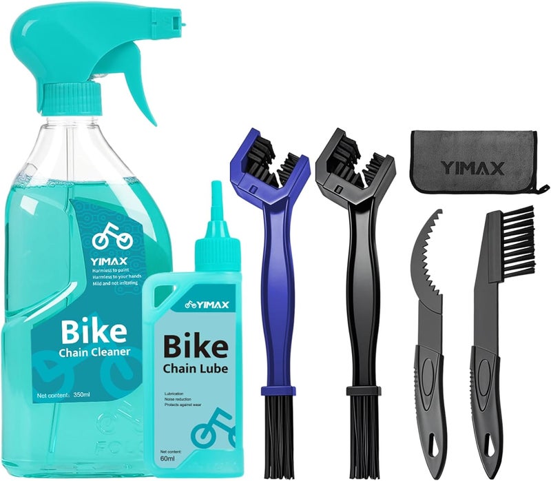 YIMAX Bike Chain Cleaner Set, 500ml Bicycle Cleaning Kit Chain Lube and Cleaning Spray Biodegradable Bike Chain Lubricant with Brushes Cycling Maintenance, Suitable for All Types of Bike - Image 1
