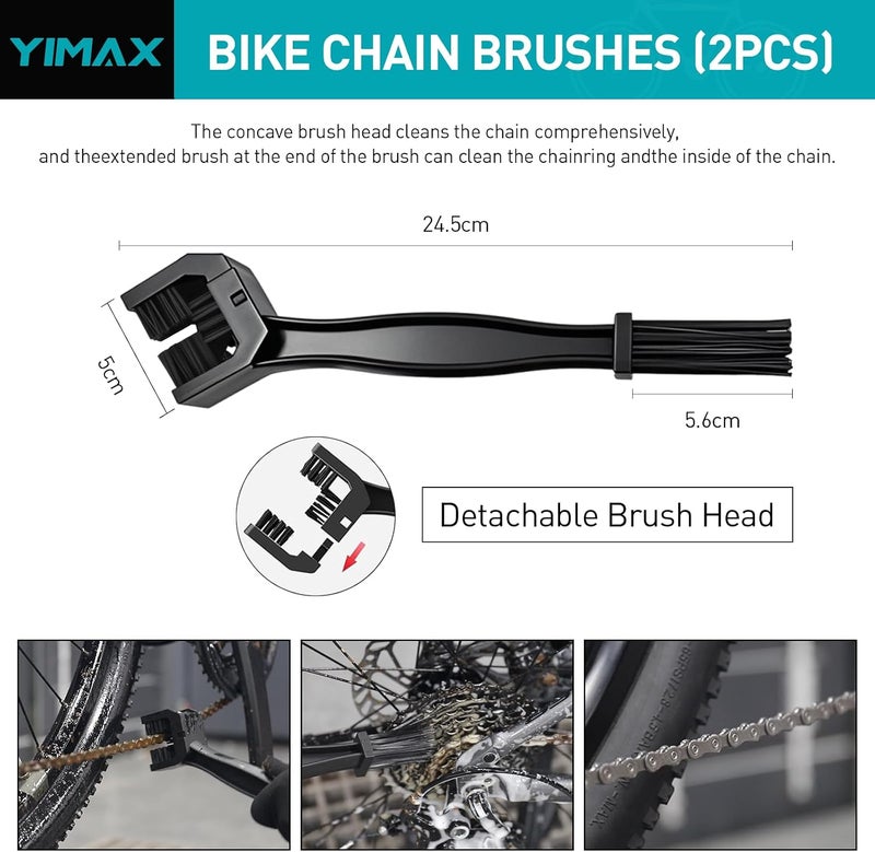 YIMAX Bike Chain Cleaner Set, 500ml Bicycle Cleaning Kit Chain Lube and Cleaning Spray Biodegradable Bike Chain Lubricant with Brushes Cycling Maintenance, Suitable for All Types of Bike - Image 4