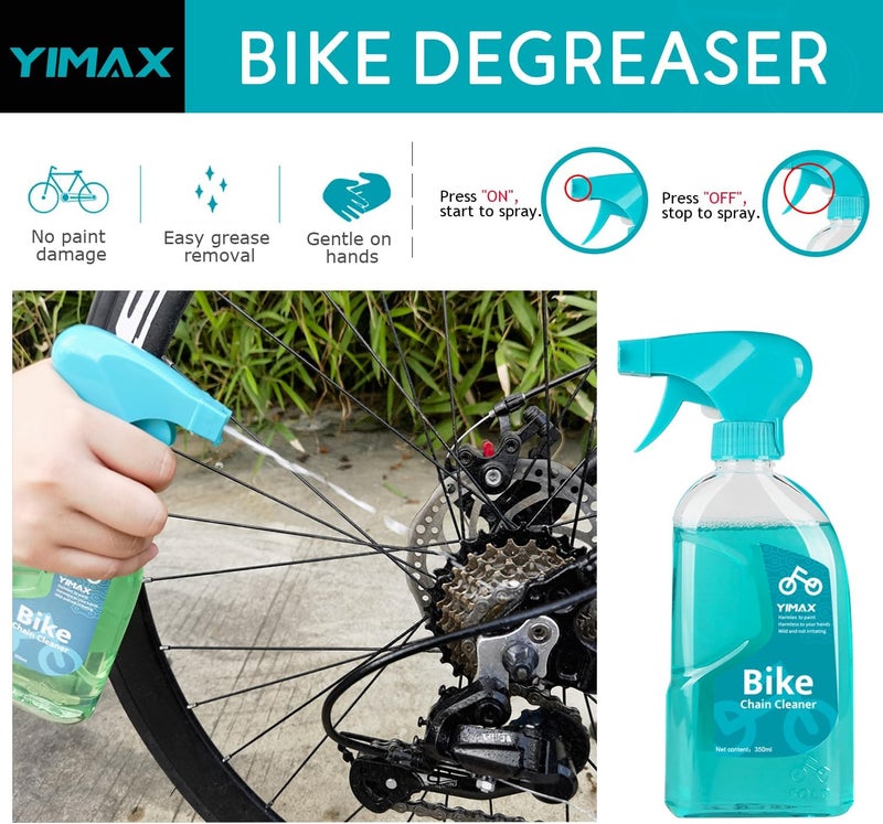 YIMAX Bike Chain Cleaner Set, 500ml Bicycle Cleaning Kit Chain Lube and Cleaning Spray Biodegradable Bike Chain Lubricant with Brushes Cycling Maintenance, Suitable for All Types of Bike - Image 2