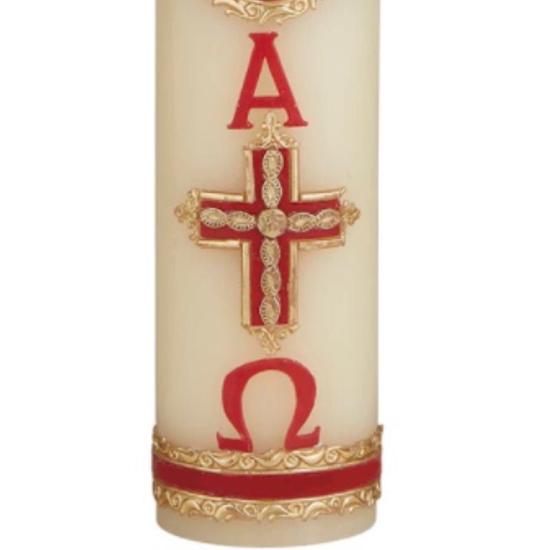 Needzo Lamb of God Paschal Candle Catholic Church Supplies, Home Prayer Space Sanctuary Decoration, Unscented Pillar Candles, 8 Inches - Image 3
