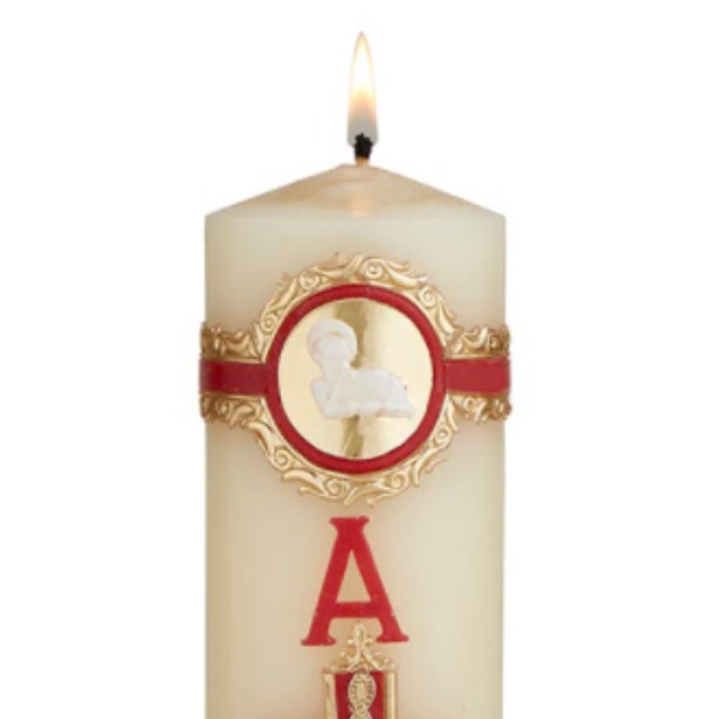 Needzo Lamb of God Paschal Candle Catholic Church Supplies, Home Prayer Space Sanctuary Decoration, Unscented Pillar Candles, 8 Inches - Image 2