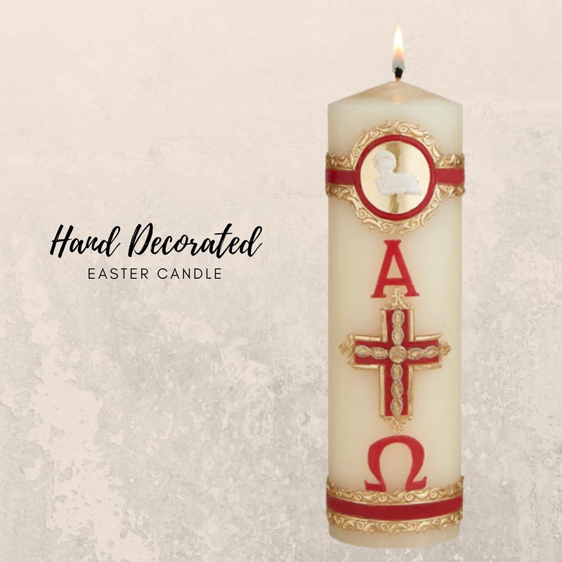 Needzo Lamb of God Paschal Candle Catholic Church Supplies, Home Prayer Space Sanctuary Decoration, Unscented Pillar Candles, 8 Inches - Image 4