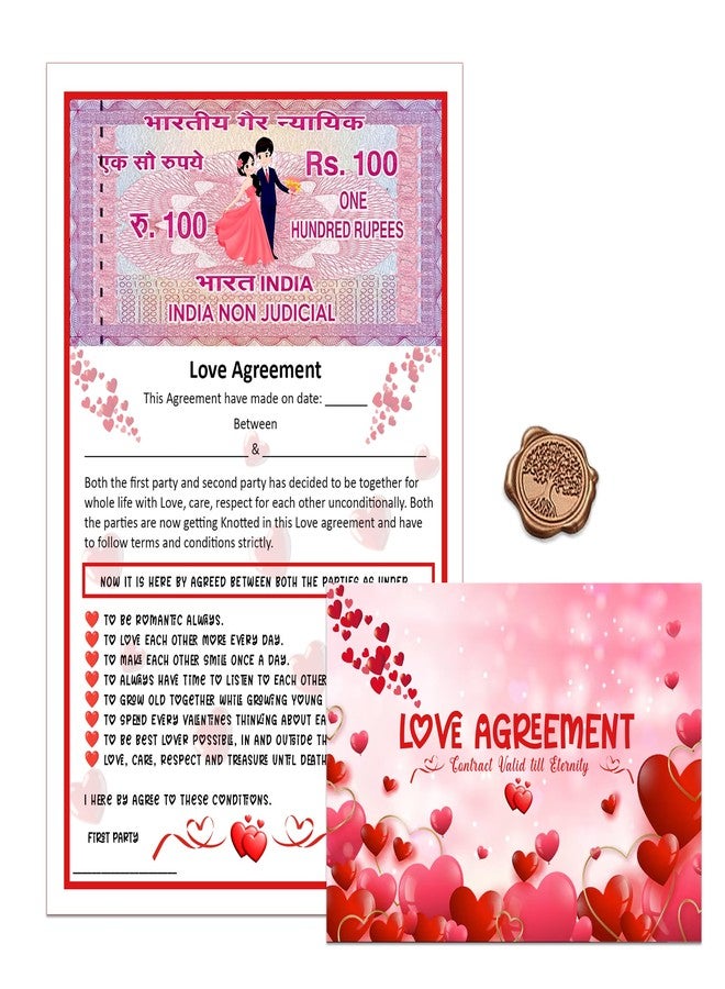 AllNeedz Love Contract Agreement Certificate | With Envelope & Seal for Valentine’s Day, Anniversary & Wedding for Couples | Romantic Gift for Husband, Wife, Boyfriend & Girlfriend - Image 1
