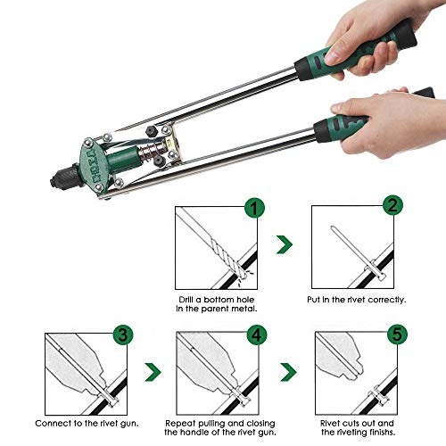 Inditrust 17 Inch Hand Rivet Gun Riveting Gun Manual Pull Rivet Pliers with 30 rivets - Image 4