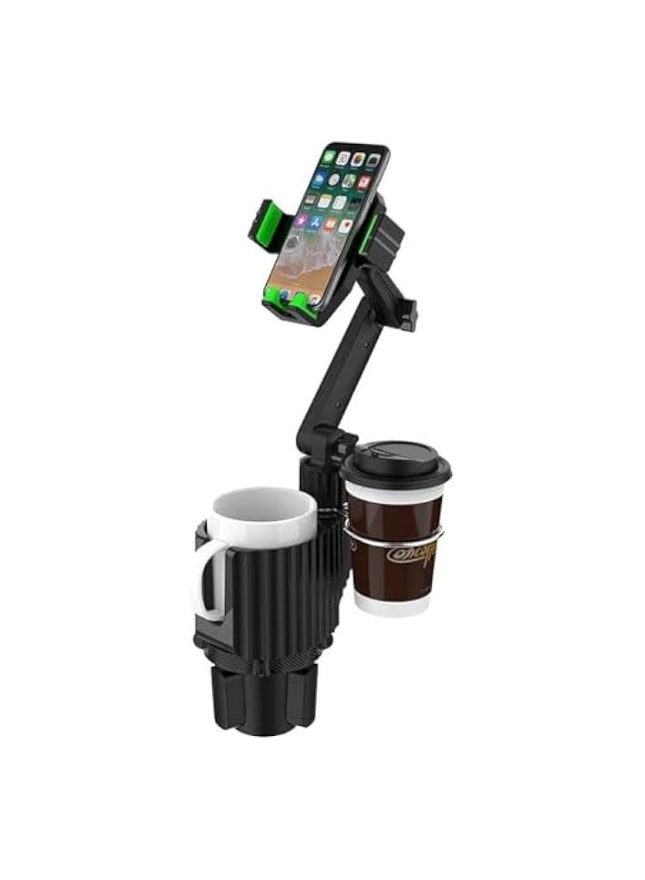 Green Tiger Car Cup Holder Phone Mount: Universal Auto Cell Phone Stand with Drink Expand Cup Holder for SUV | Automobile |Compatible with iPhone and Other Android Smartphone-Green - Image 1