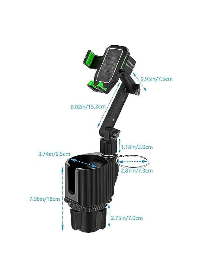 Green Tiger Car Cup Holder Phone Mount: Universal Auto Cell Phone Stand with Drink Expand Cup Holder for SUV | Automobile |Compatible with iPhone and Other Android Smartphone-Green - Image 2