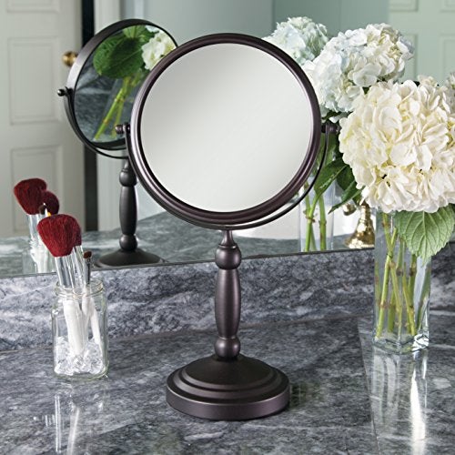 Zadro 9" W x 16" H Round Non-Lighted Makeup Mirror 10X 1X Magnifying Makeup Mirrors Rotating Head Makeup Mirror for Desk - Image 2